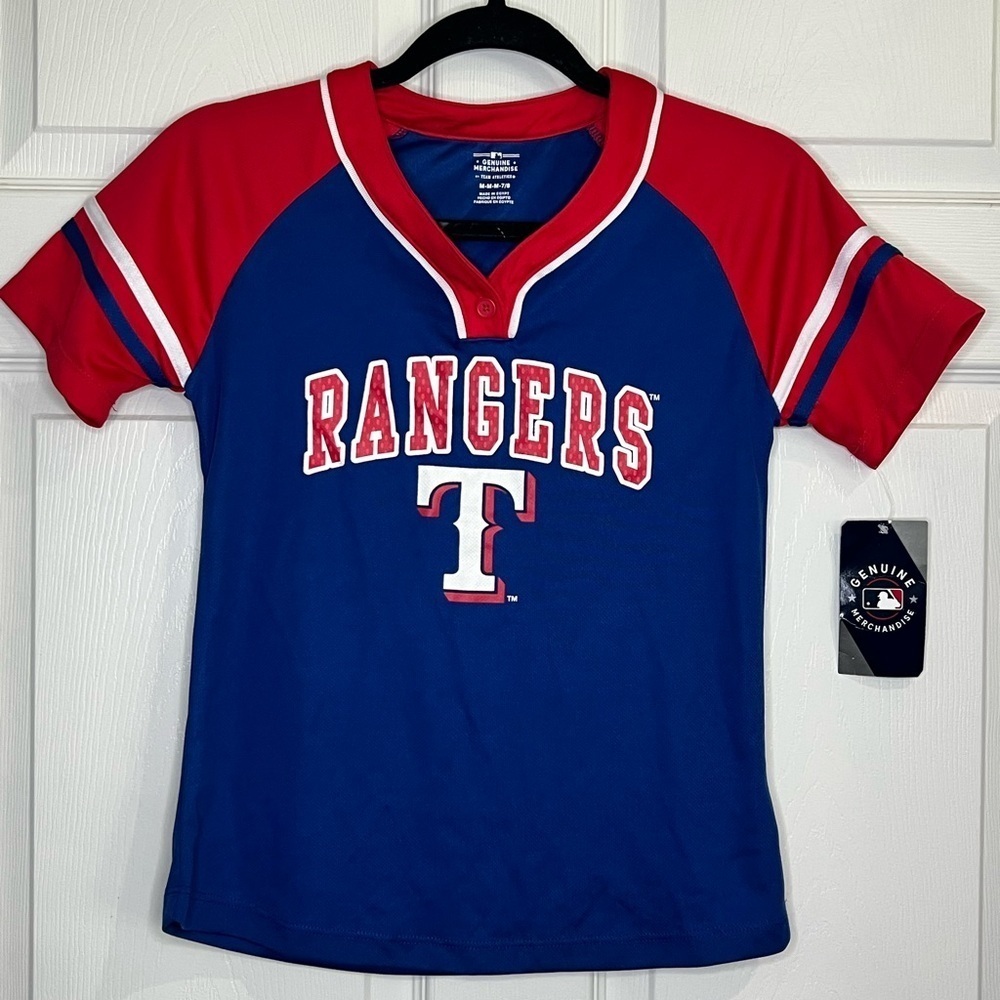 NWT - MLB Genuine Merchandise girls Texas Rangers shirt - Size Medium (7/8)